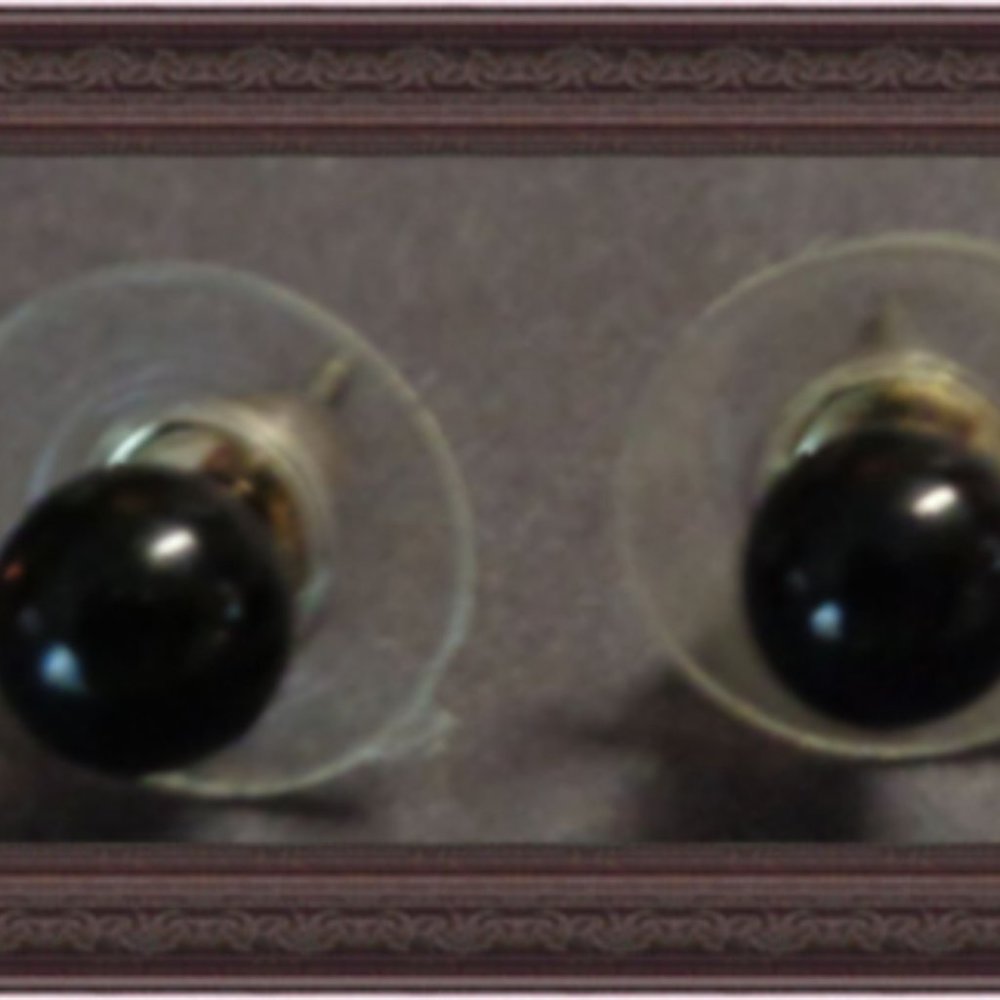 Small Black Bead Stud Earrings Biker Gothic Punk